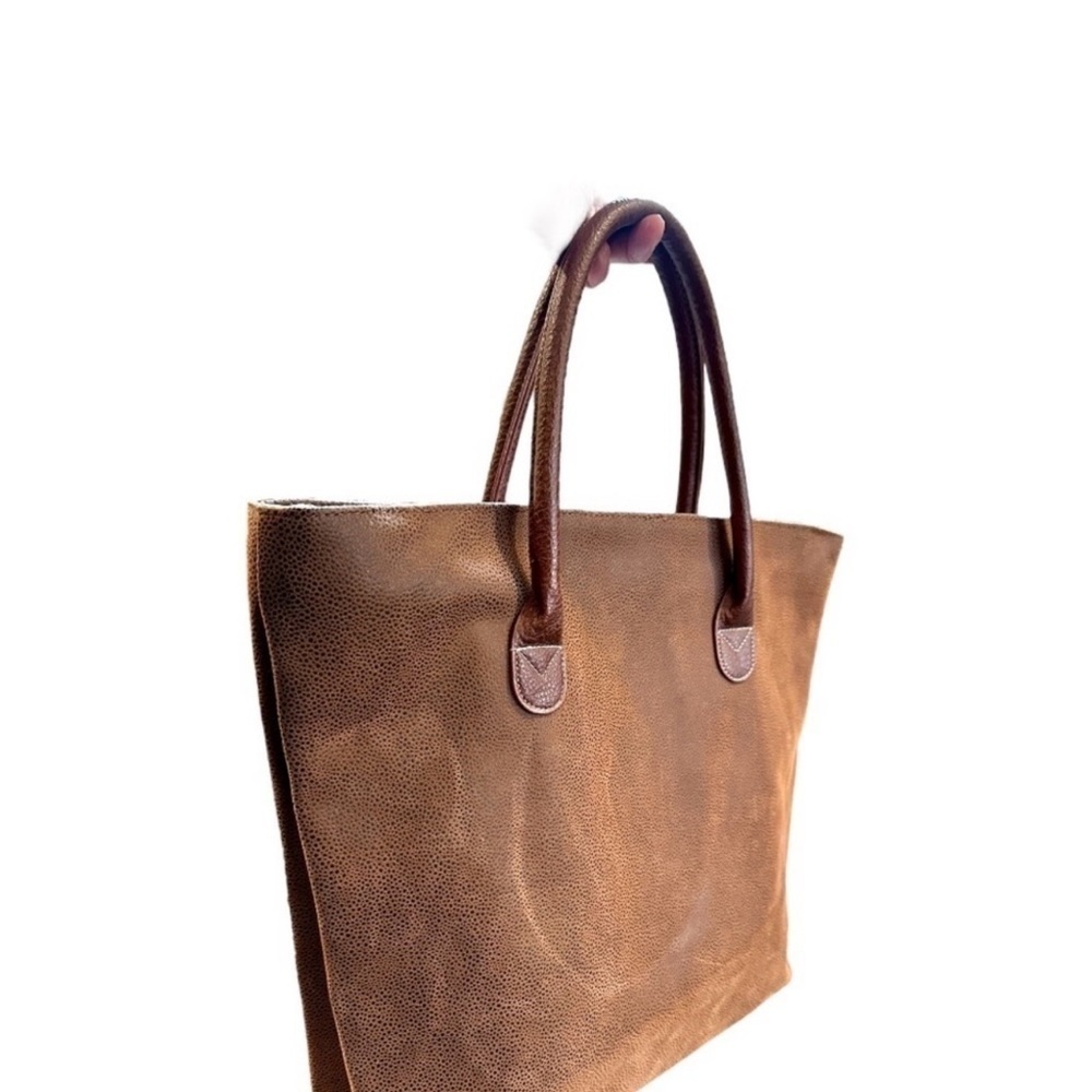 MATCHING 4 PIECE SET OF TRAVEL BAGS, NWOT. FAUX BROWN LEATHER. - Picture 13 of 15